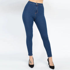 Dark Denim High Waist Zippered Capri Jeans