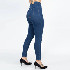 Dark Denim High Waist Zippered Capri Jeans
