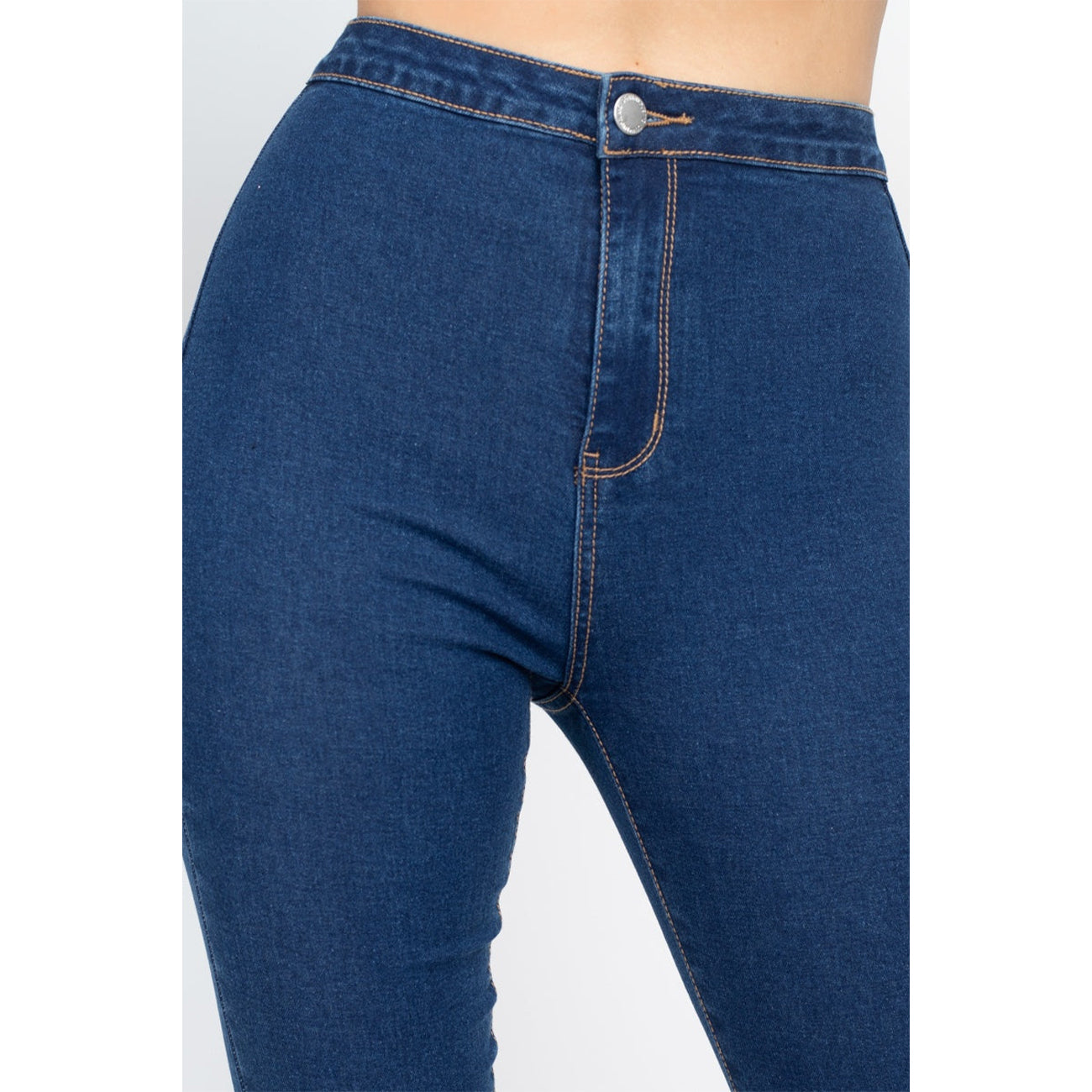 Dark Denim High Waist Zippered Capri Jeans