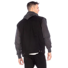 Denim Jacket With Hood   Black