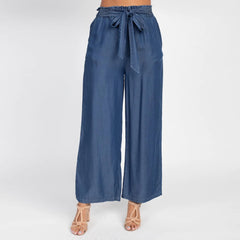 Denim Wash Wide Leg Lyocell Square Pants