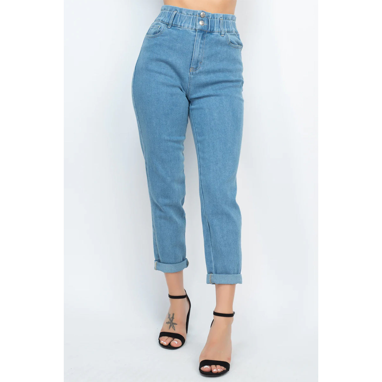 Double Button High-waisted Jeans