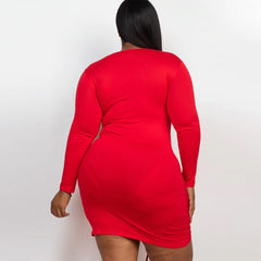 Drawstring Knit Stretch Knit Plus Size Women's Ruched Front