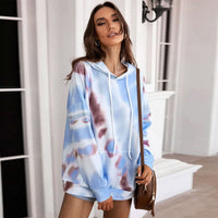 Dropped Sleeve Tie-dye Hoodie with Drawstring