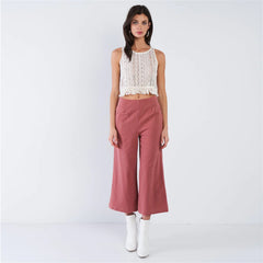 Dusty Rose Pink Cotton Pinstripe Gaucho Women's Pants