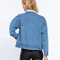 Dark Blue Oversized Denim Long Sleeve Women's