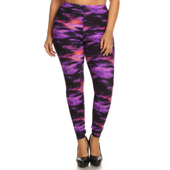 Fabric Printed Plus Women's Knit Legging