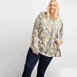 Faded Sage Printed Rayon Pullover Plus Size Women's Top