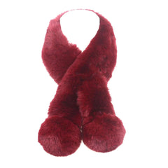 Faux Felt Fur Pompom Neck Warmer Wrap Scarf