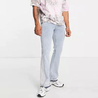 Flare Jeans in Light Wash Blue With Side Panel