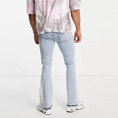 Flare Jeans in Light Wash Blue With Side Panel