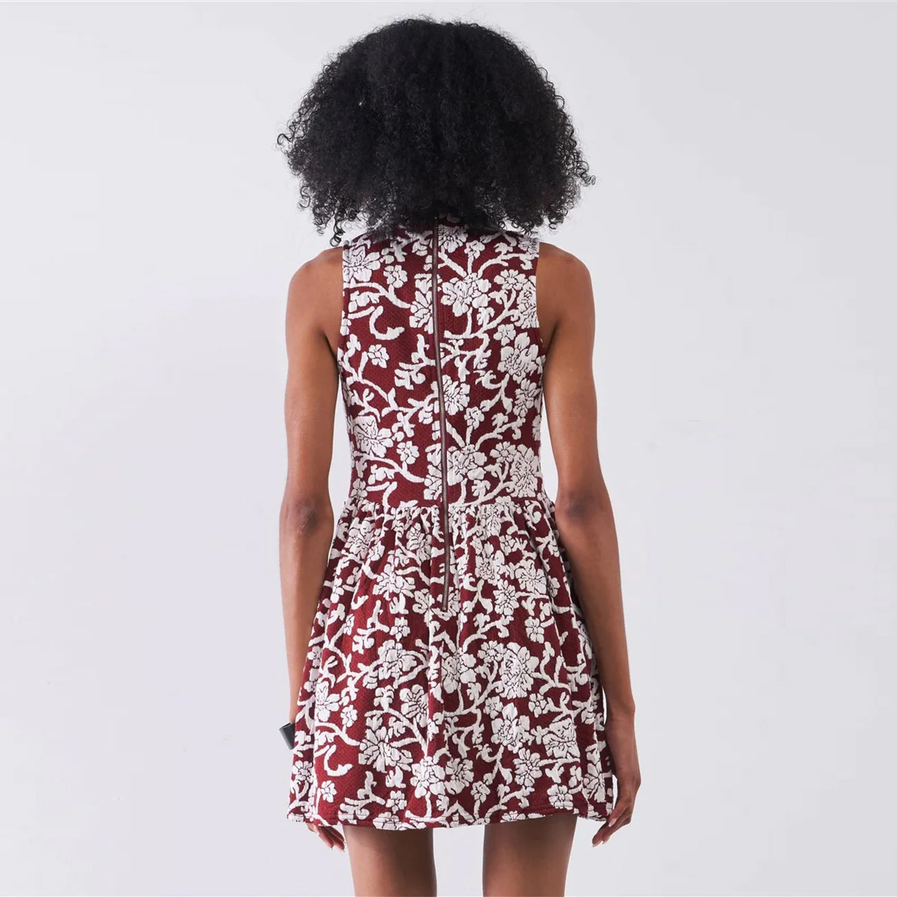 Floral Crew Neck Sleeveless Fitted Mini Dress