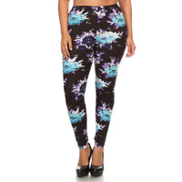 Floral Printed Plus Size Women's Leggings