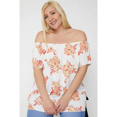 Floral Print Off The Shoulder Women's Top