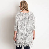 Frayed Trim Chunky Knit Women's Sweater