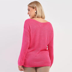 Free As A Bird Logo Plus Size Knit Sweater - Pink