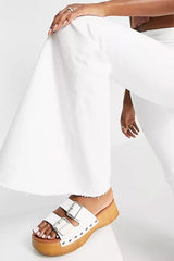 Flare Jean River Island Mid Rise in White