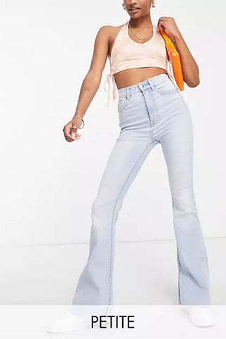 Flare Jeans With Split Detail in Light Blue