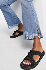 Flare Straight Leg Jeans With Raw Hem Edge in Light Blue