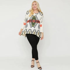 Geometric/tribal Sublimation Print Tunic Top