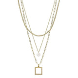 Gold 3 Layered Chain Pendant Necklace for Women