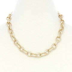 Gold Metal Circle Link Necklace