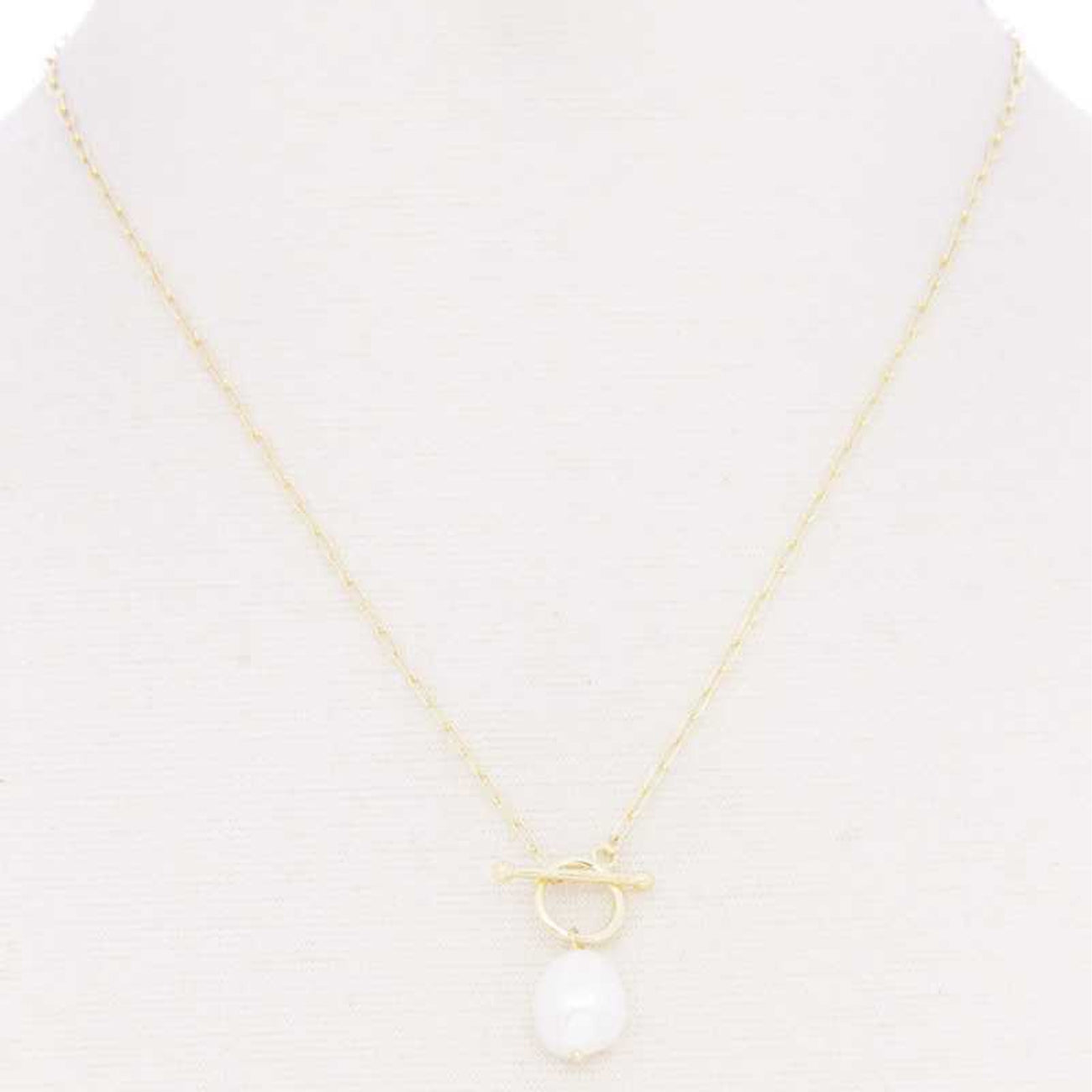 Gold Pearl Toggle Clasp Women's Necklace