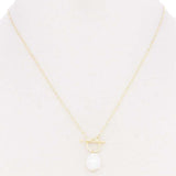 Gold Pearl Toggle Clasp Women's Necklace