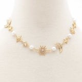Gold Sodajo Evil Eye Star Moon Charm Necklace