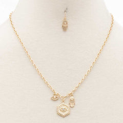 Gold Sodajo Hexagon Shape Charm Necklace