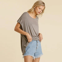 Gre Dolman Sleeve Scoop Neck Women's Top With Side Slit