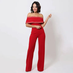 Greek Border Pattern Off Shoulder Jumpsuit