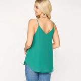 Green Plunging V-neckline Lattice Top