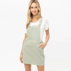 Green Square Neck Adjustable Shoulder Straps Dress