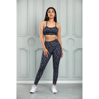 Grey Leopard Women's Sports Bra and Leggings Set