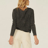 Grey Mineral Washed Knit Top