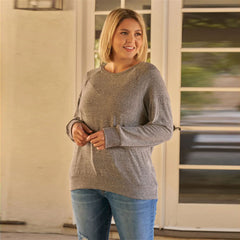 Heather Grey Long Sleeve Geometric Plus Women's Sweatshirt