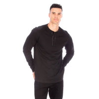 Henley Long Sleeve for Men in Black
