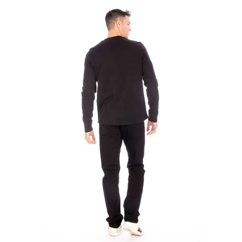Henley Long Sleeve for Men in Black