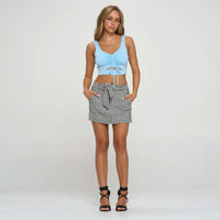 High Rise Zip-up Plaid Women's Pocketed Skort
