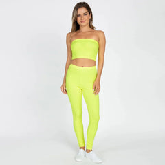 High Waist Neon Knit Stretch Leggings