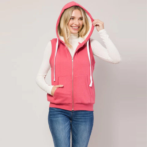 Hooded Sherpa Fur Lined Vest Jacket