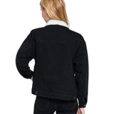 Black Inner Fur Black Oversized Women's Denim Jacket
