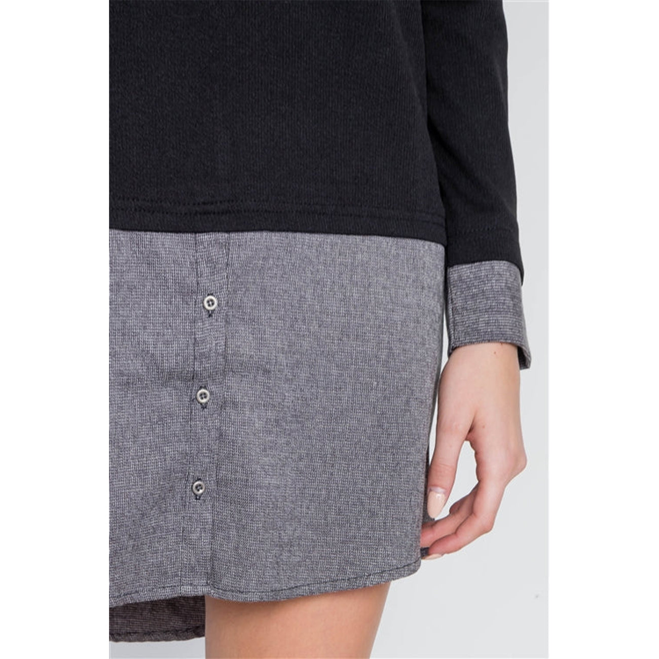 Knit Combo Long Sleeve Women's Sweater Dress