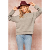 Knit Sweater Crewneck Long-Sleeve -Grey