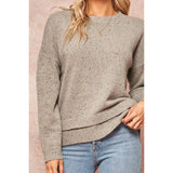 Knit Sweater Crewneck Long-Sleeve -Grey