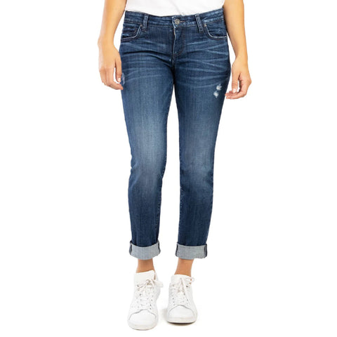 KUT Catherine Distressed Boyfriend Jeans - Blue