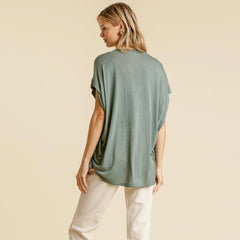 Lagoon Dolman Sleeve Scoop Neck Women's Top With Side Slit