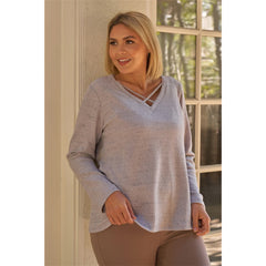 Lavender PLus Size Women's Top with Criss-cross Strings
