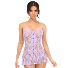 Lavish Lt Purple Sheer Lace Corset Dress